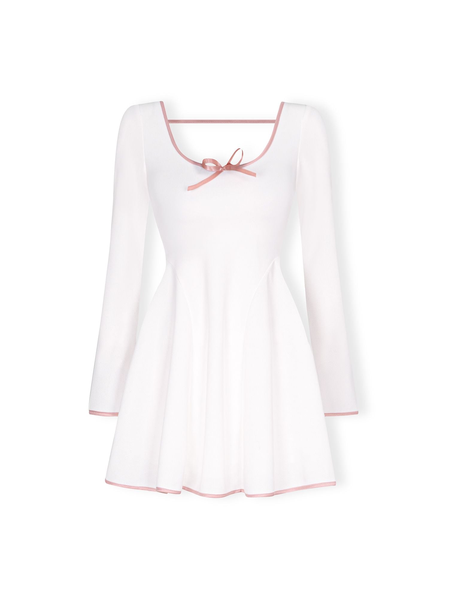  Đầm mini thun tay dài đính nơ 