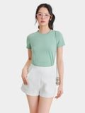  Quần short linen túi xéo nhấn li trước 