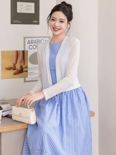  Áo cardigan cổ V dài tay 