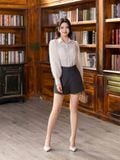  Áo sơ mi tơ kiểu linen phối ly ngực 