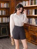  Áo sơ mi tơ kiểu linen phối ly ngực 