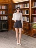  Áo sơ mi tơ kiểu linen phối ly ngực 