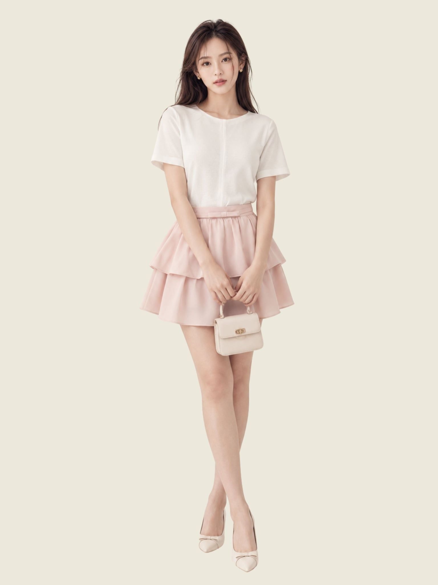  Áo thun cotton cổ tròn cài nút chân cổ sau 