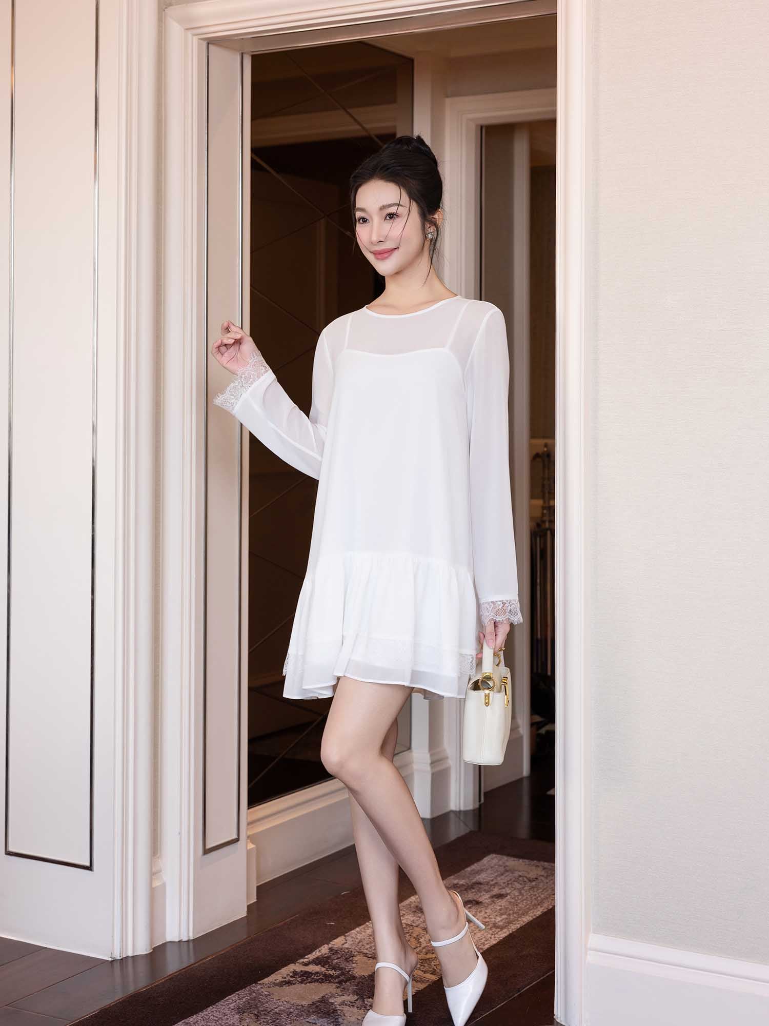 Đầm mini Chiffon tay dài