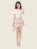  Áo thun cotton cổ tròn cài nút chân cổ sau 