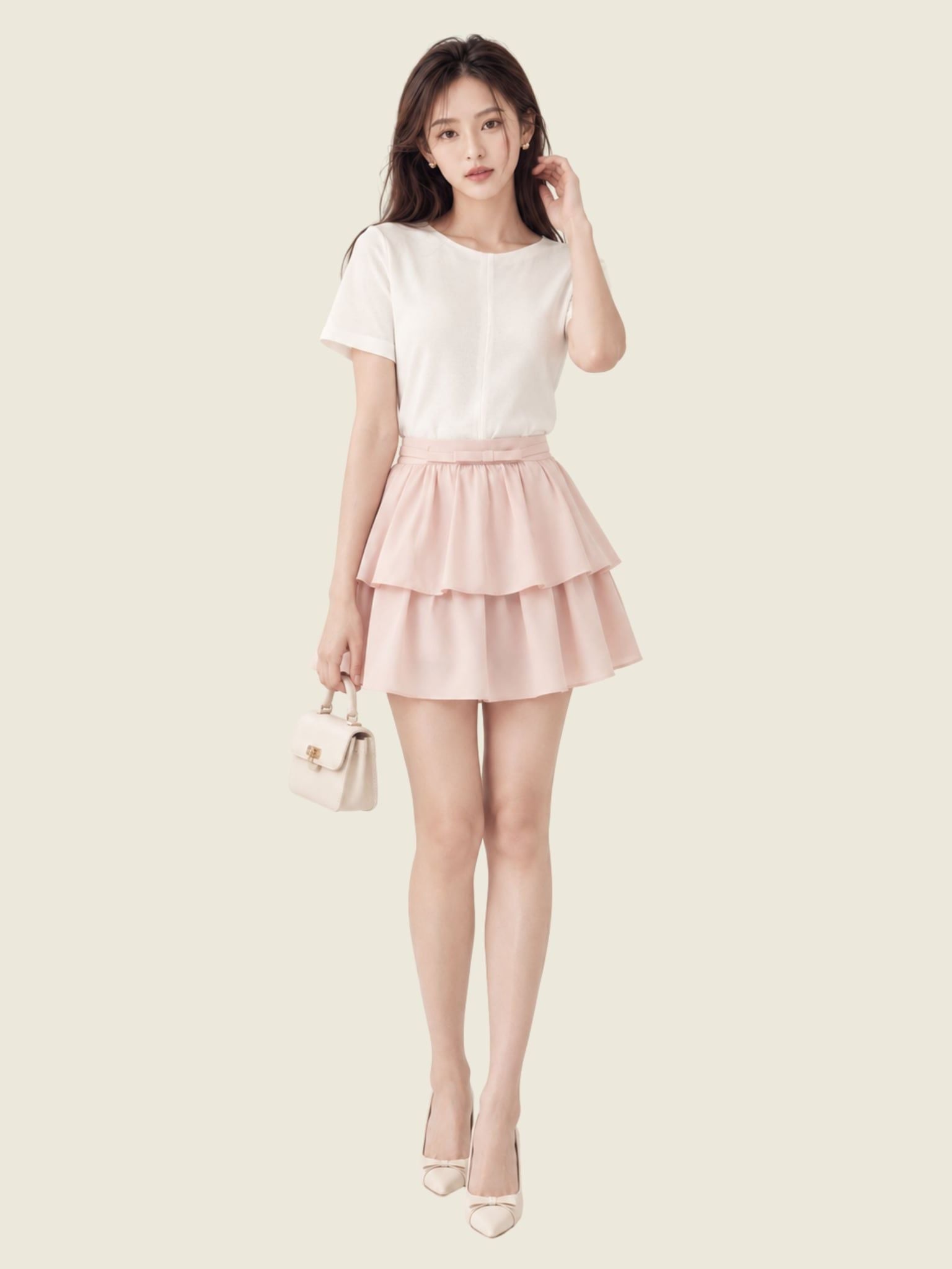  Áo thun cotton cổ tròn cài nút chân cổ sau 