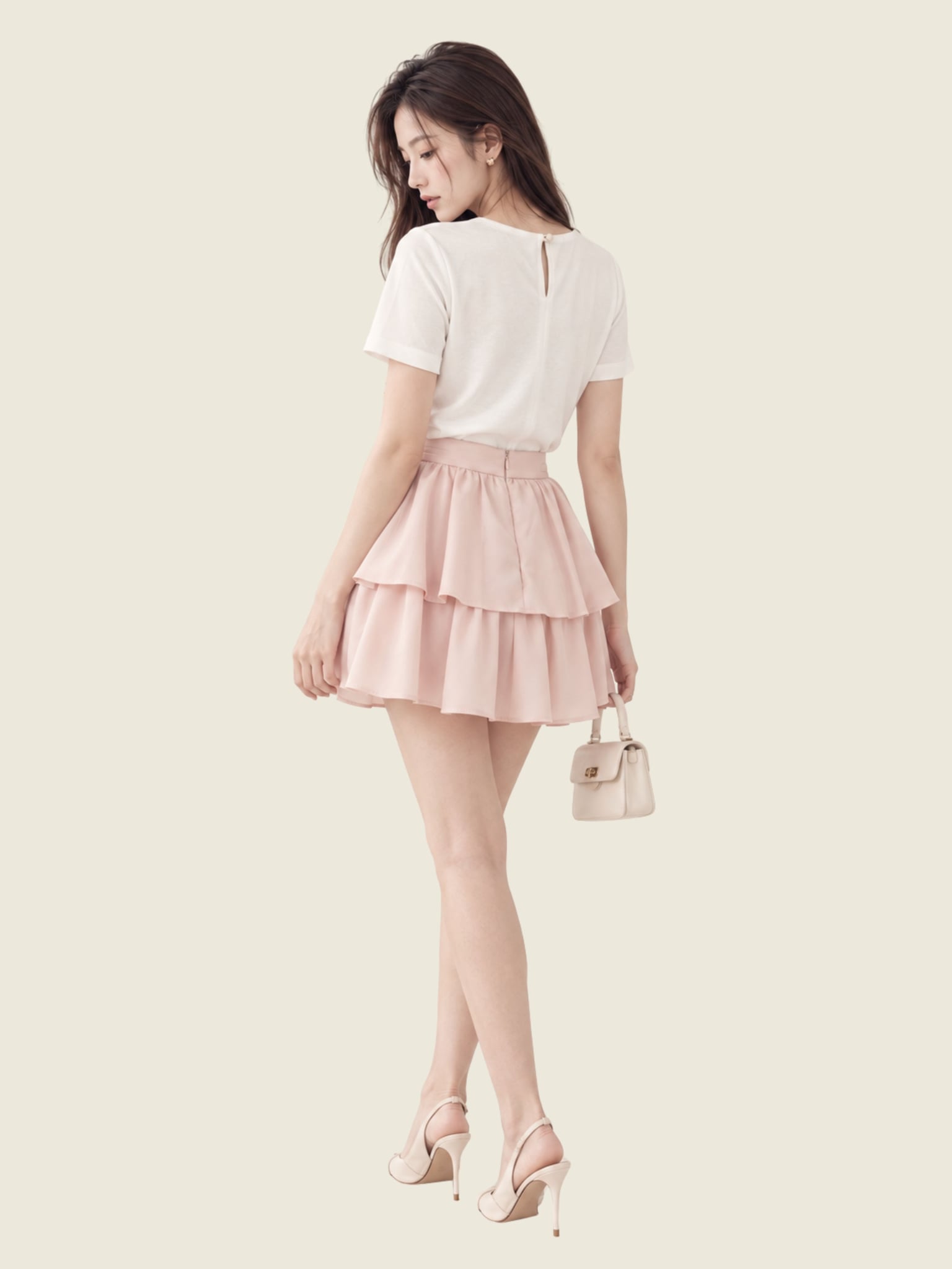 Áo thun cotton cổ tròn cài nút chân cổ sau