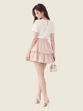  Áo thun cotton cổ tròn cài nút chân cổ sau 