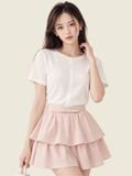  Áo thun cotton cổ tròn cài nút chân cổ sau 