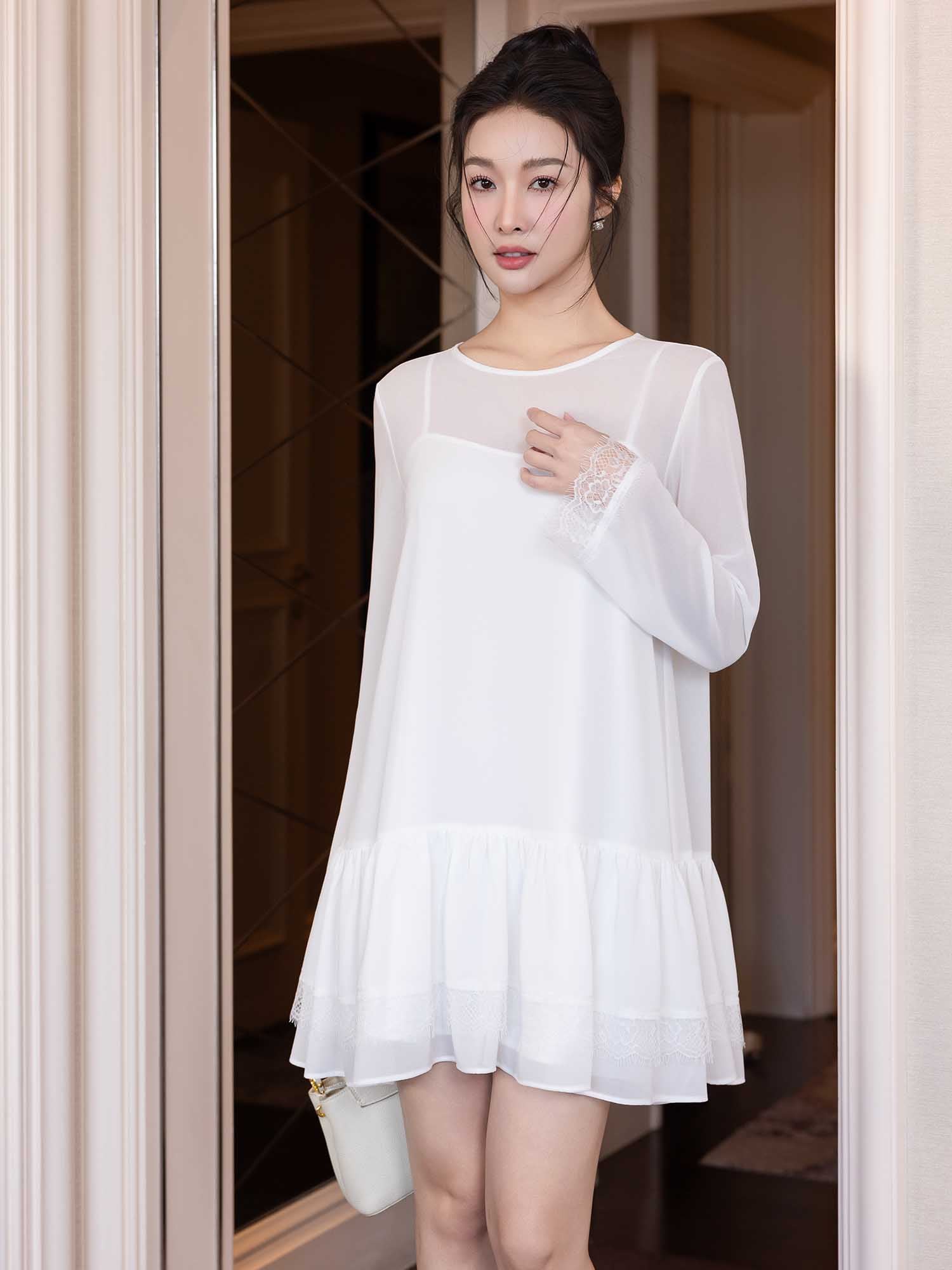 Đầm mini Chiffon tay dài