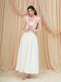 Đầm midi không tay thun gân phối vải nylon 