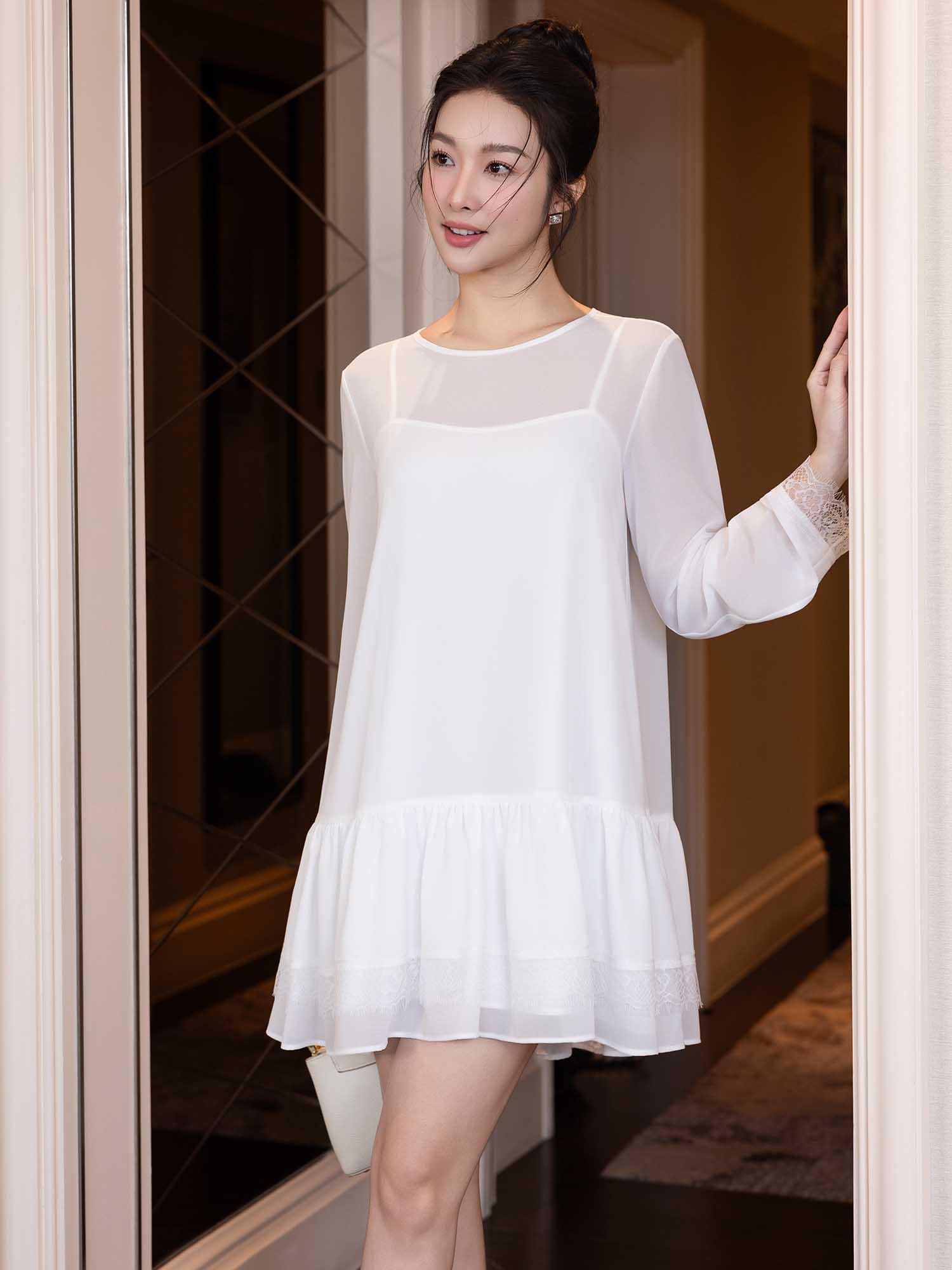 Đầm mini Chiffon tay dài
