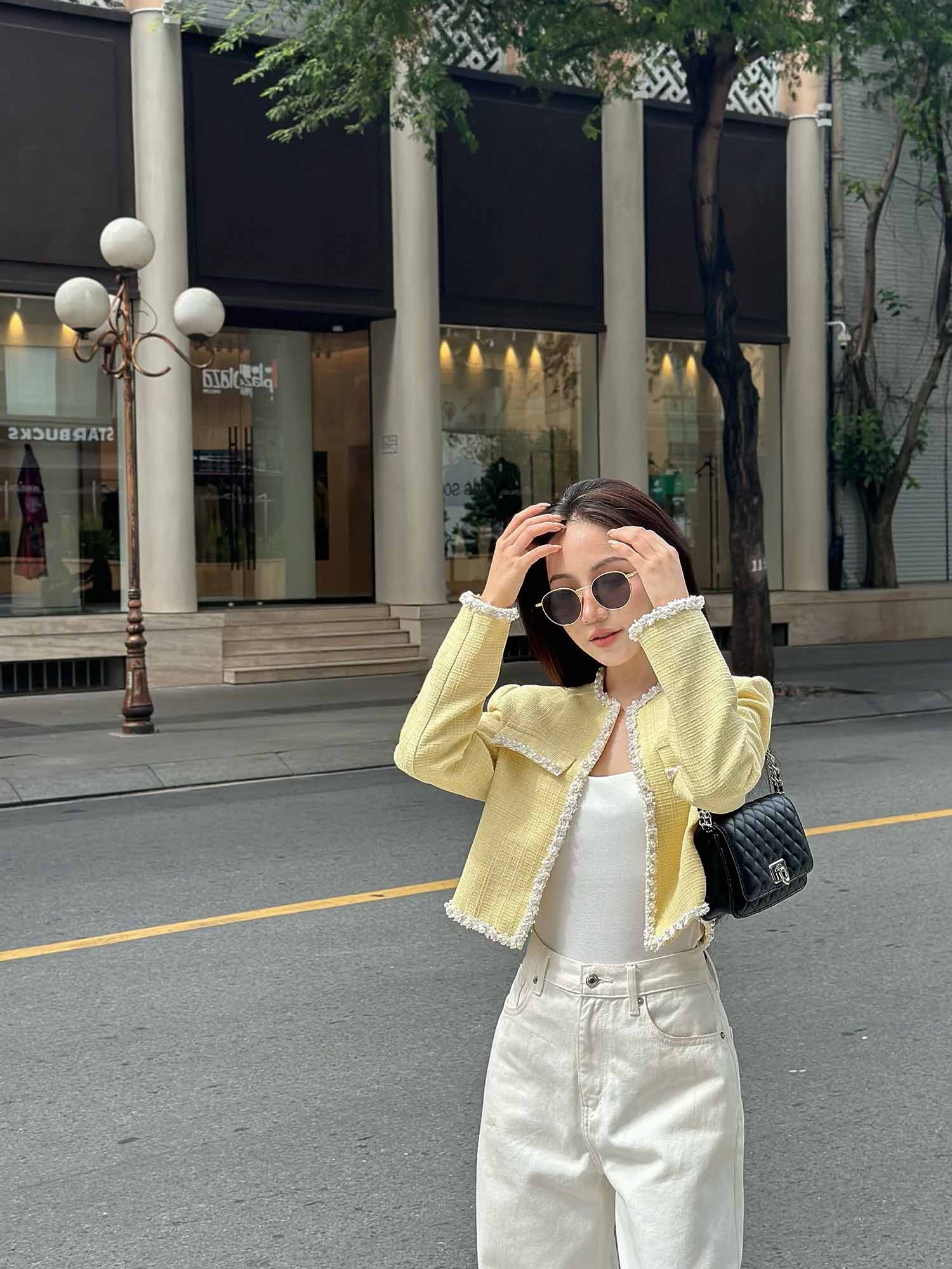 Áo khoác dạ Tweed phối viền