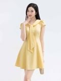  Đầm ngắn cổ áo thắt nơ 