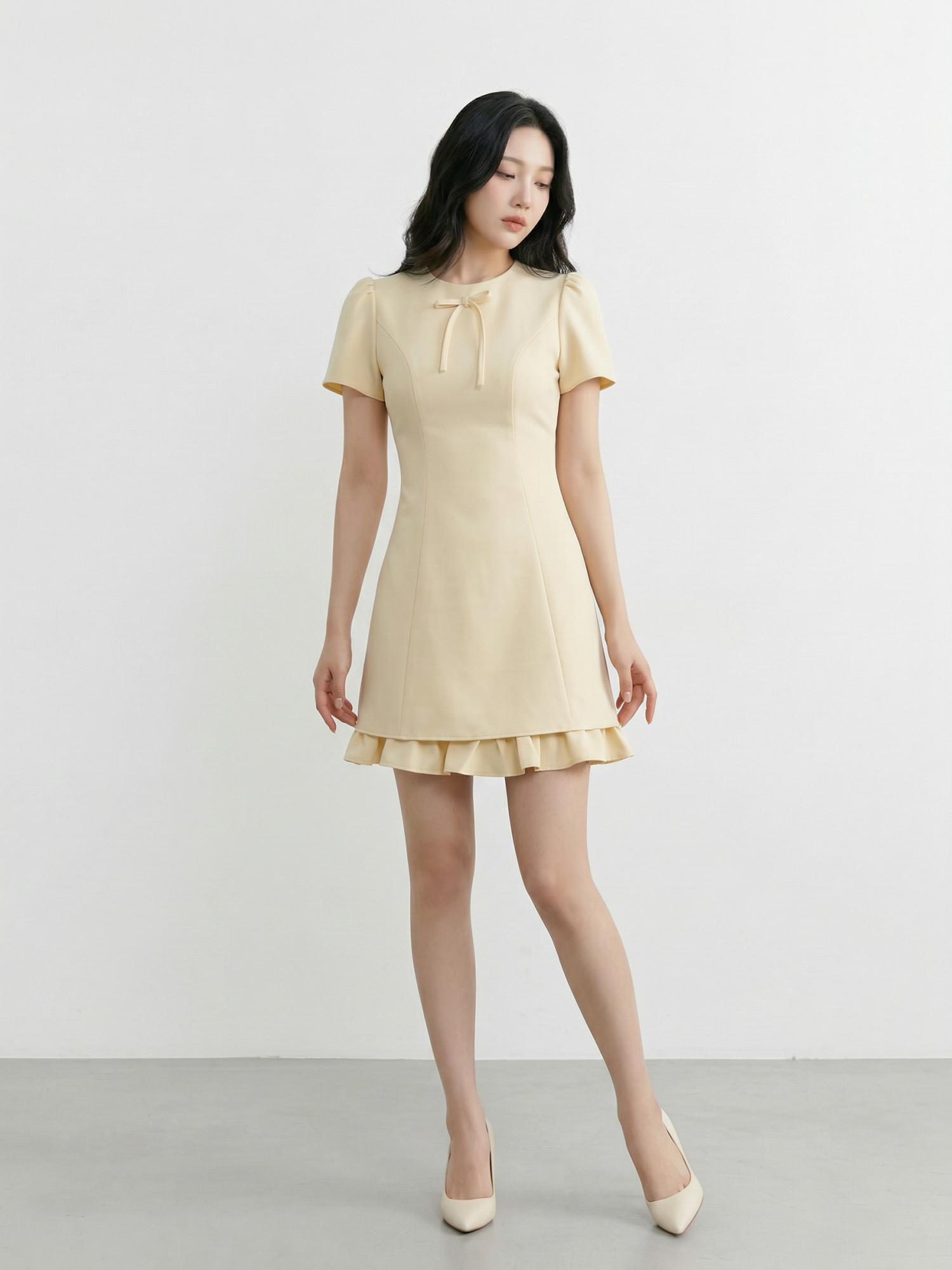 Đầm mini chữ a lai nhún - Marc