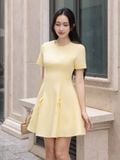  Đầm mini xoè phối dây nơ 