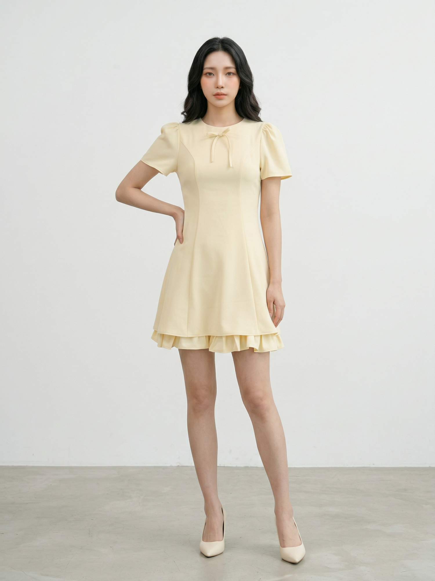  Đầm mini chữ A lai nhún 