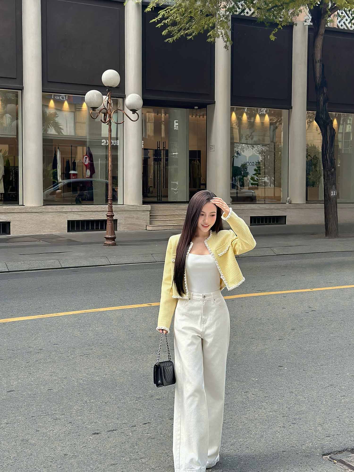 Áo khoác dạ Tweed phối viền