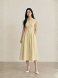  Đầm maxi gài nút xếp li xòe 