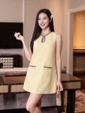  Đầm mini Tweed ngắn cổ giọt nước 
