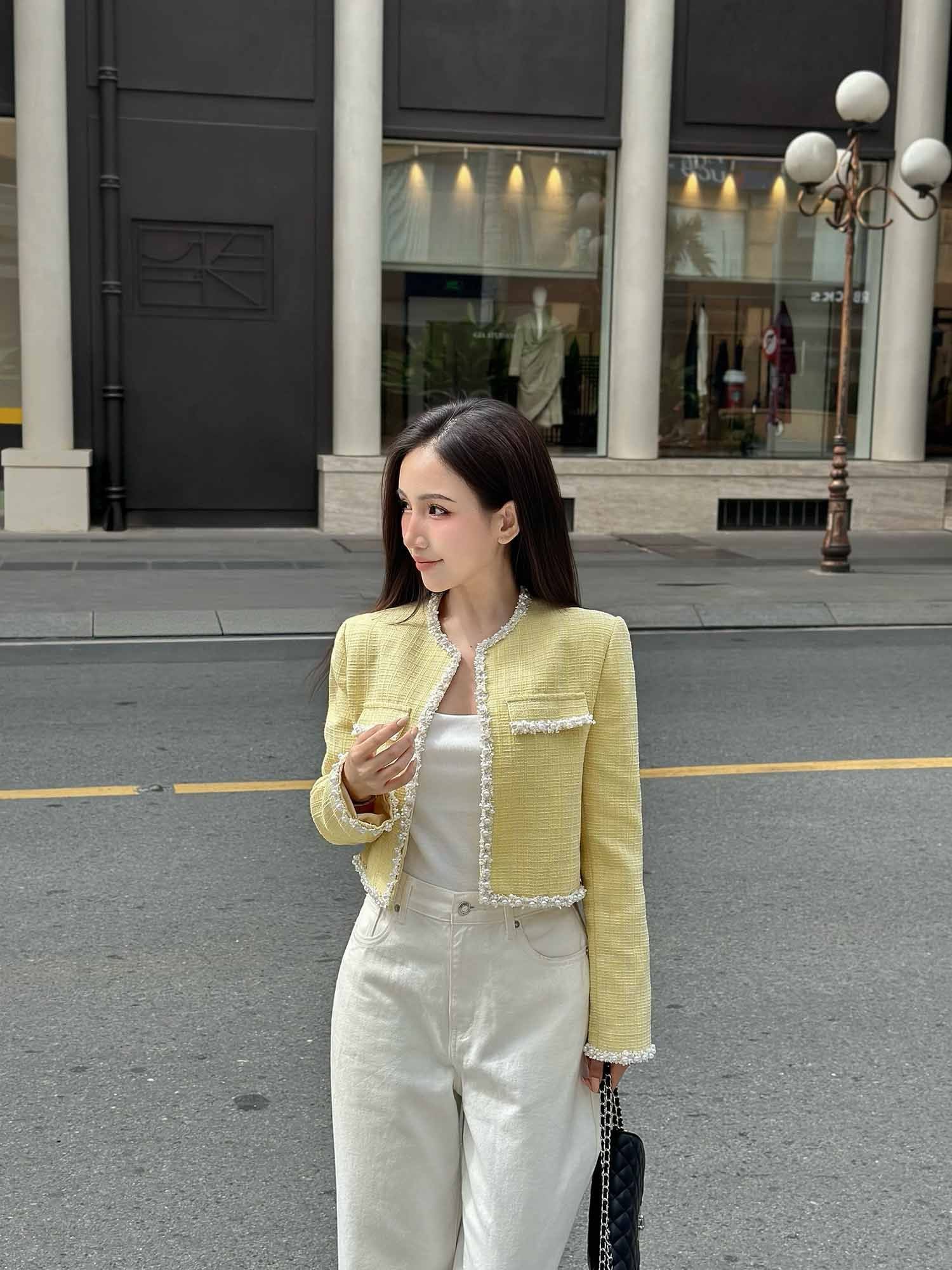  Áo khoác dạ Tweed phối viền 