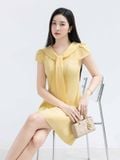  Đầm ngắn cổ áo thắt nơ 