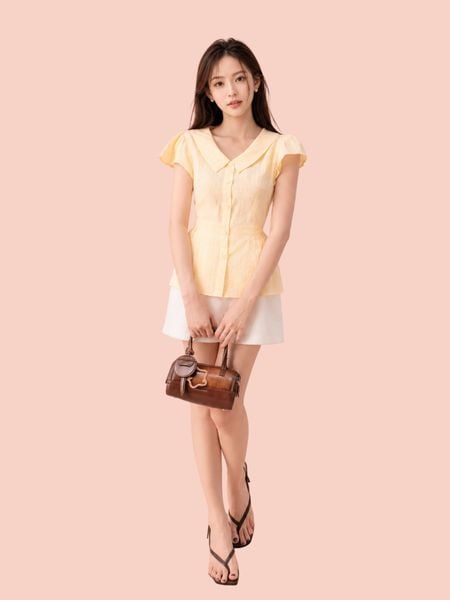  Áo xô thêu dáng peplum 