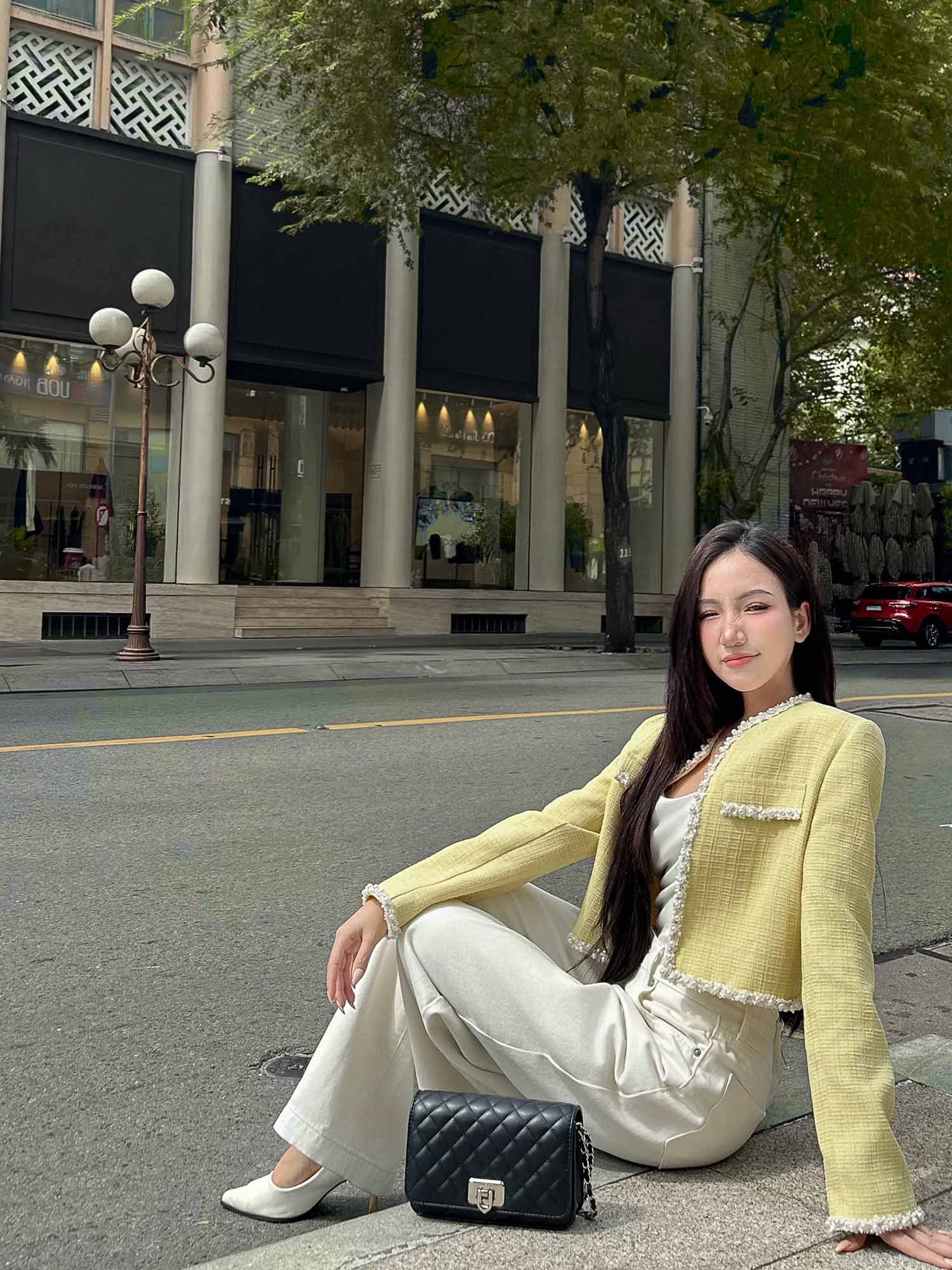 Áo khoác dạ Tweed phối viền