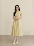 Đầm maxi gài nút xếp li xòe 