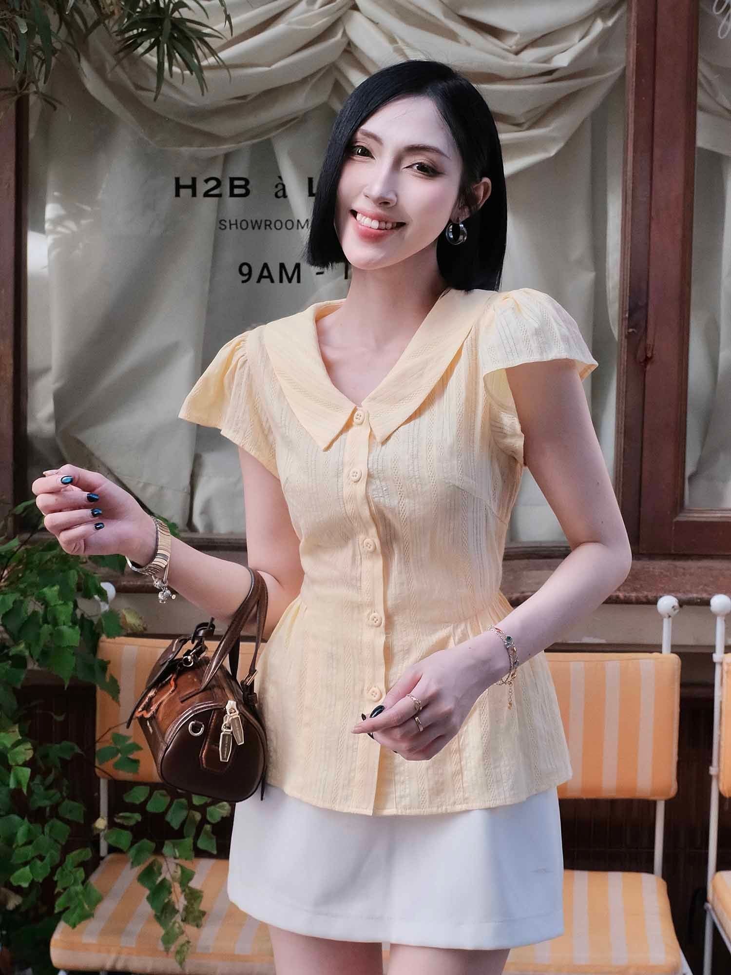  Áo xô thêu dáng peplum 