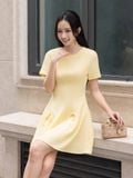  Đầm mini xoè phối dây nơ 