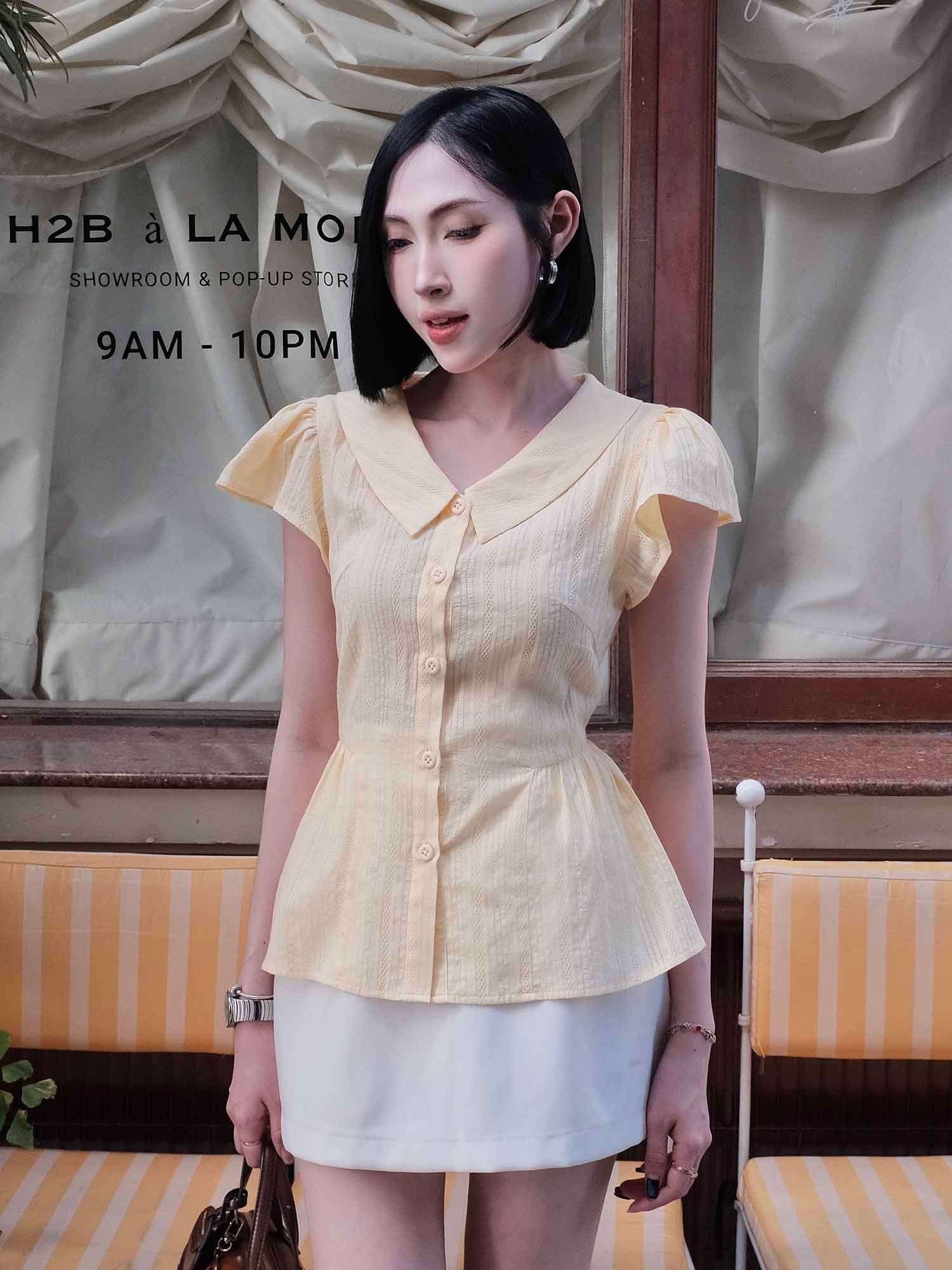  Áo xô thêu dáng peplum 