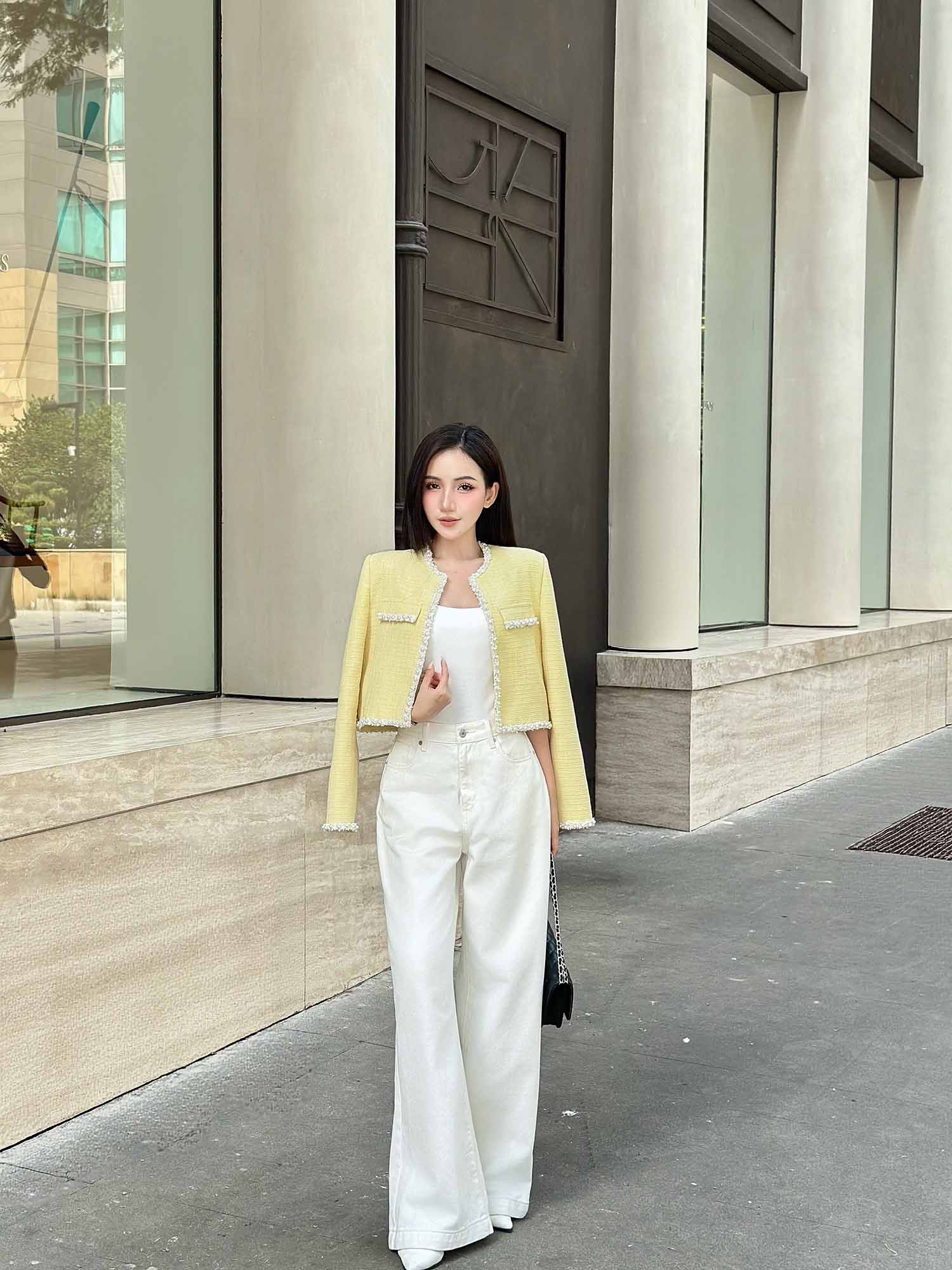 Áo khoác dạ Tweed phối viền