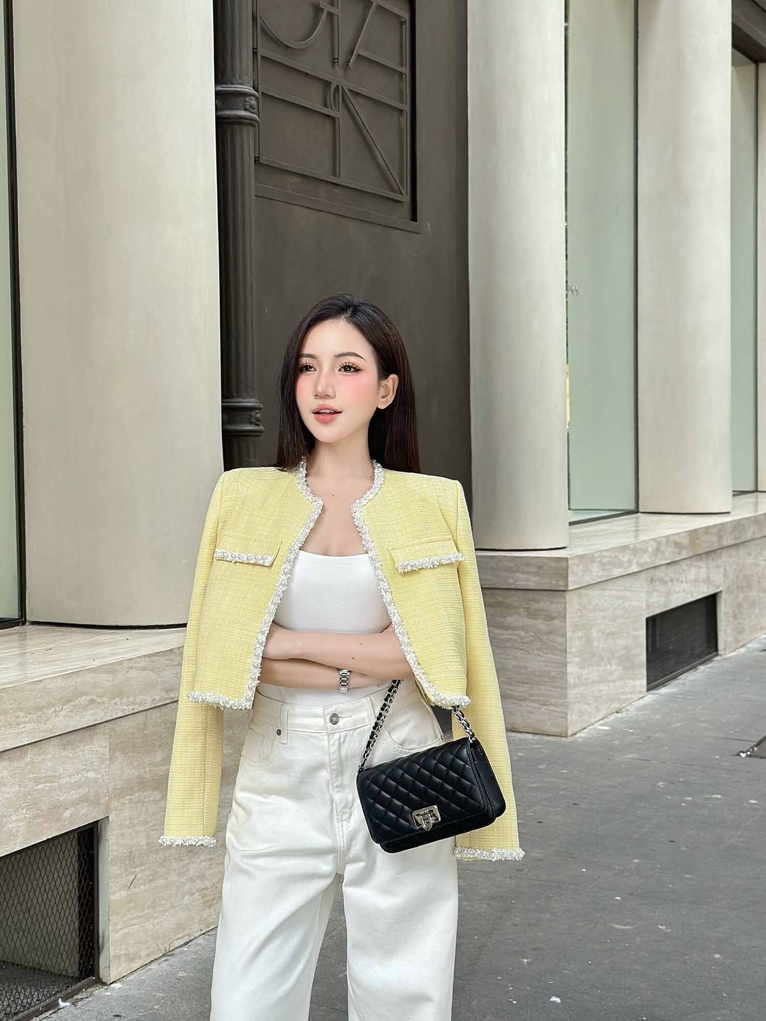  Áo khoác dạ Tweed phối viền 