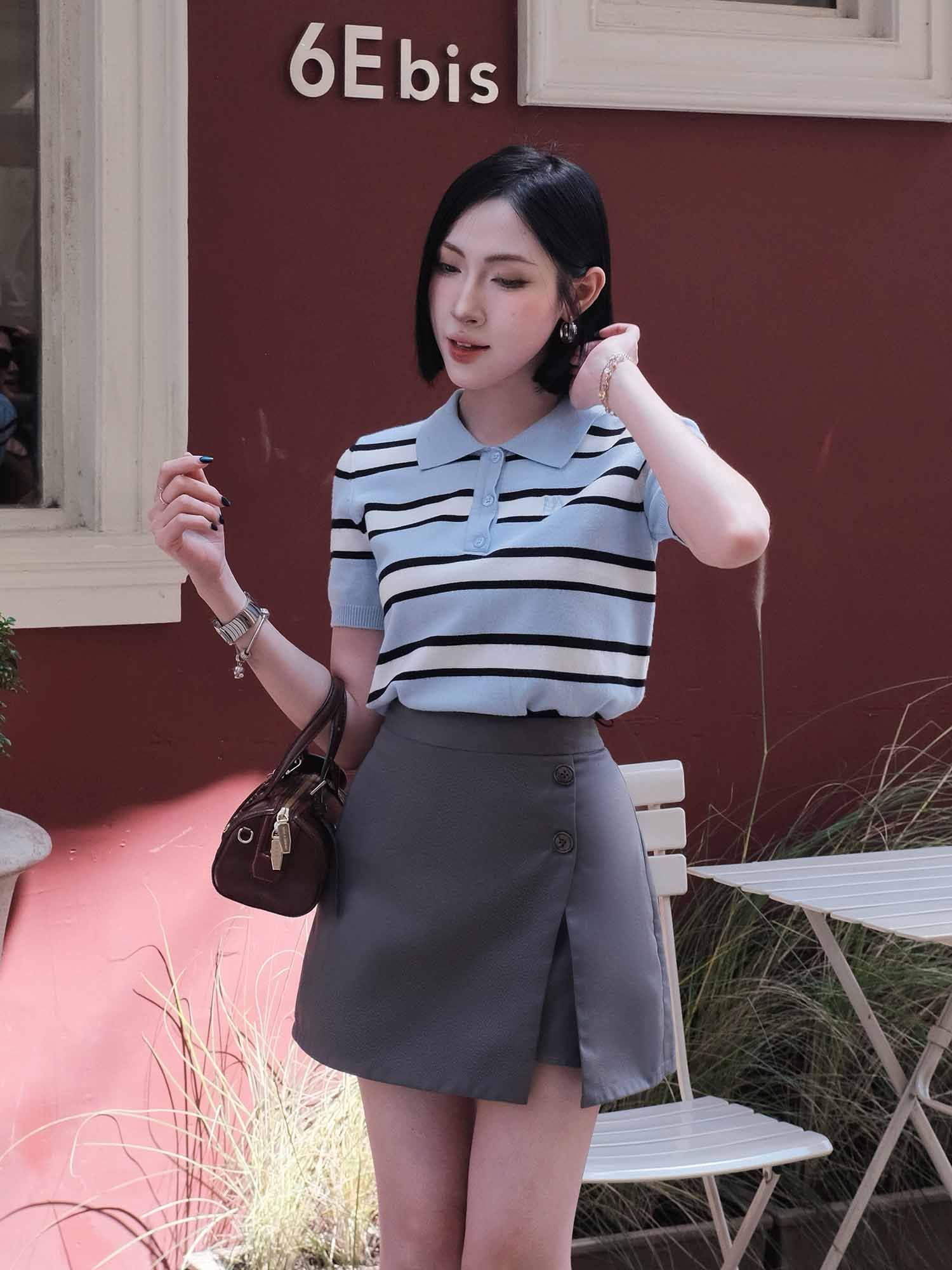  Chân váy mini skort xẻ tà 