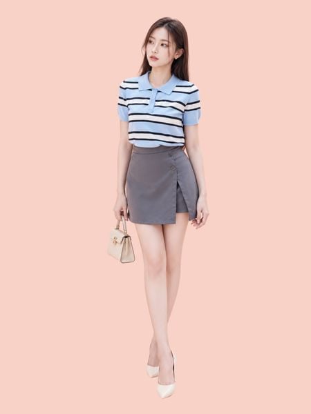  Chân váy mini skort xẻ tà 