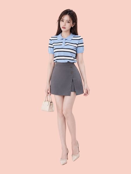  Chân váy mini skort xẻ tà 