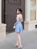  Đầm mini cúp ngực xếp ly hộp 