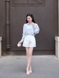  Áo sơ mi tơ kiểu linen phối ly ngực 