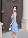  Đầm mini cúp ngực xếp ly hộp 