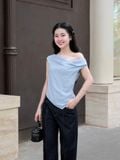 Áo lệch vai cổ đổ phối ren 