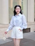  Áo sơ mi tơ kiểu linen phối ly ngực 