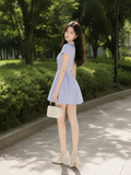  Đầm mini sọc xếp ly xoè 