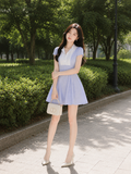  Đầm mini sọc xếp ly xoè 