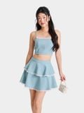  Áo croptop phối ren viền chỉ nổi 