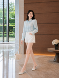  Áo sơ mi tơ kiểu linen phối ly ngực 