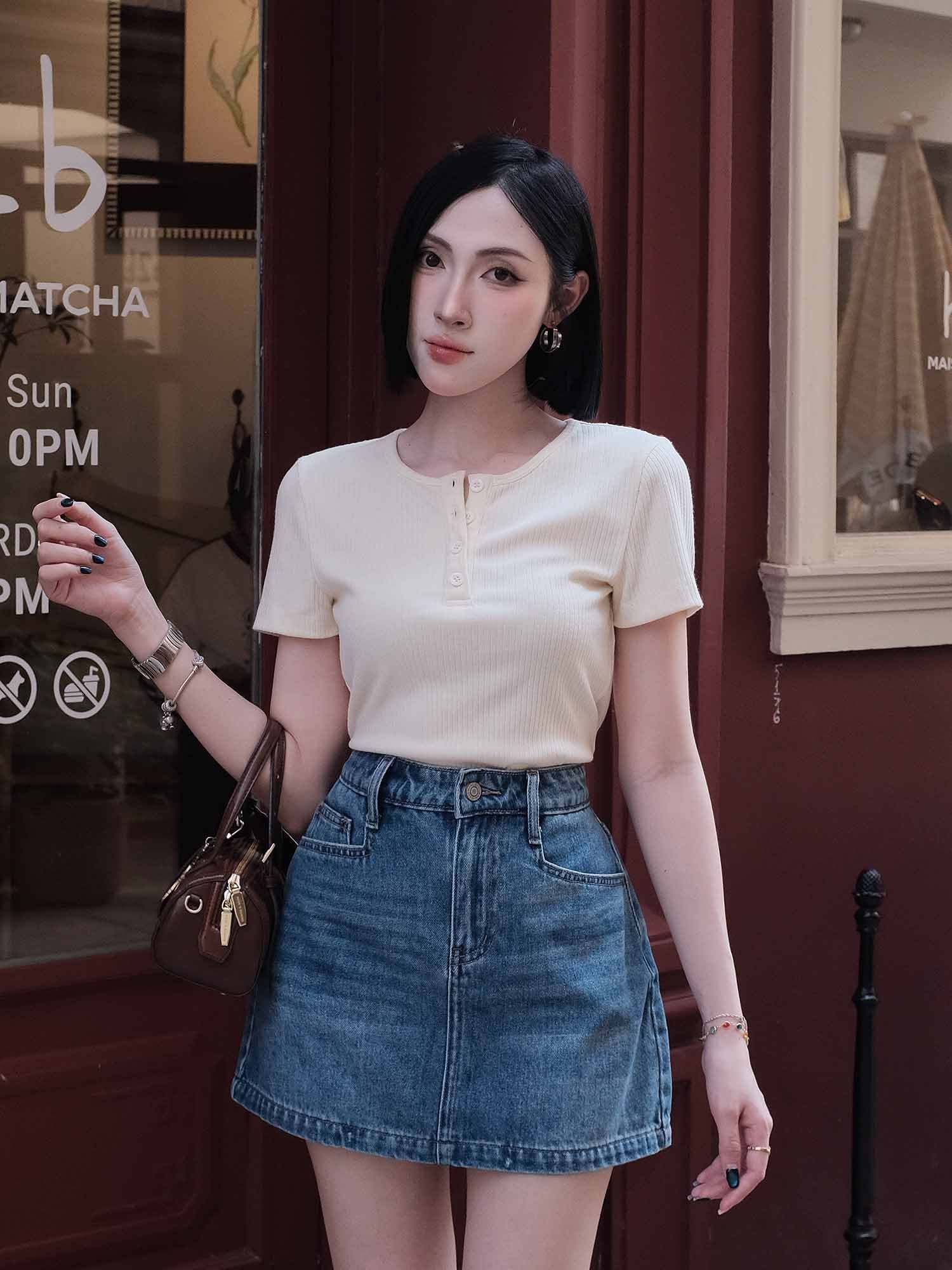  Chân váy Jean ngắn 