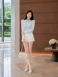  Áo sơ mi tơ kiểu linen phối ly ngực 