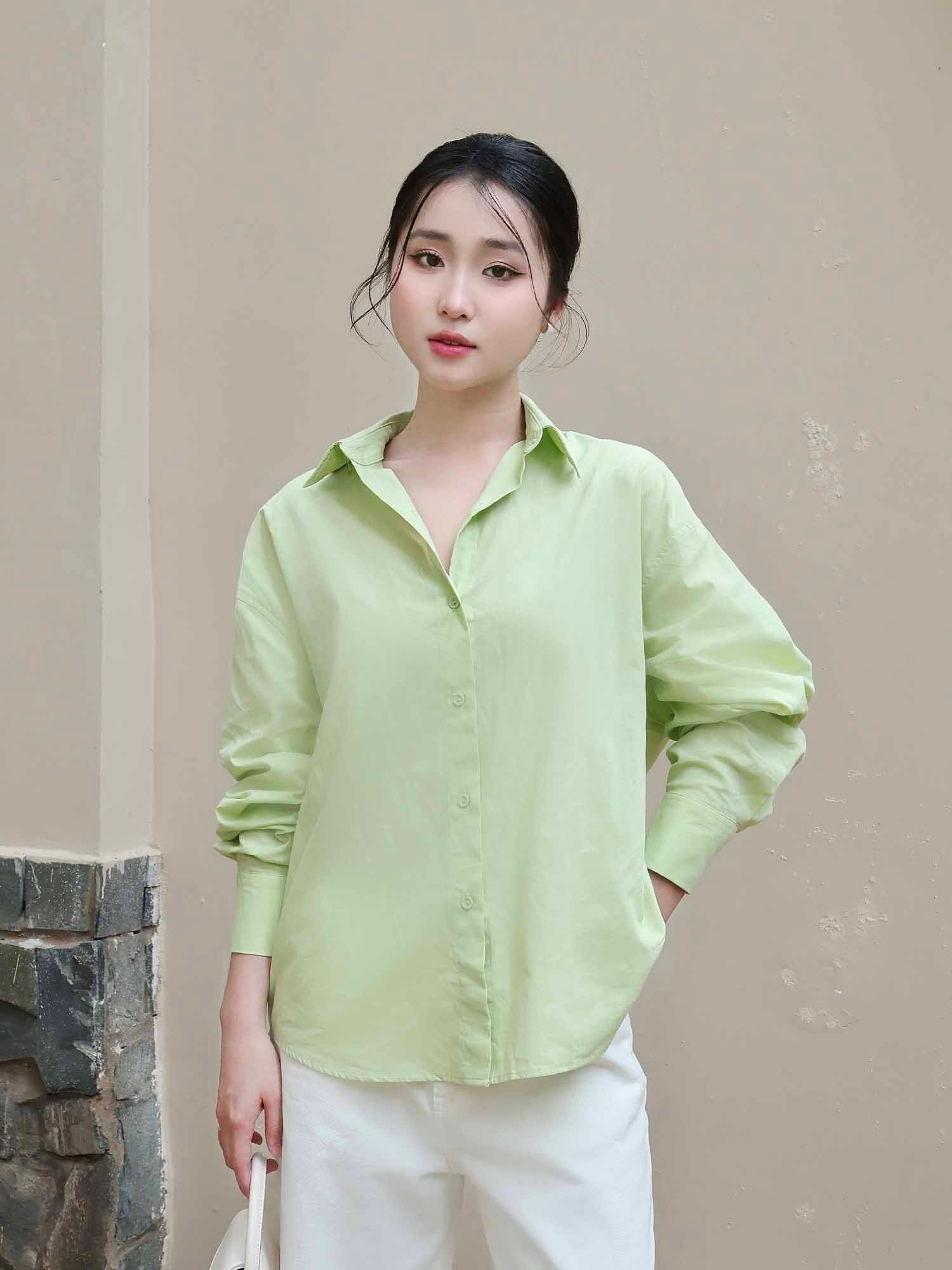  Áo sơ mi cơ bản form rộng 