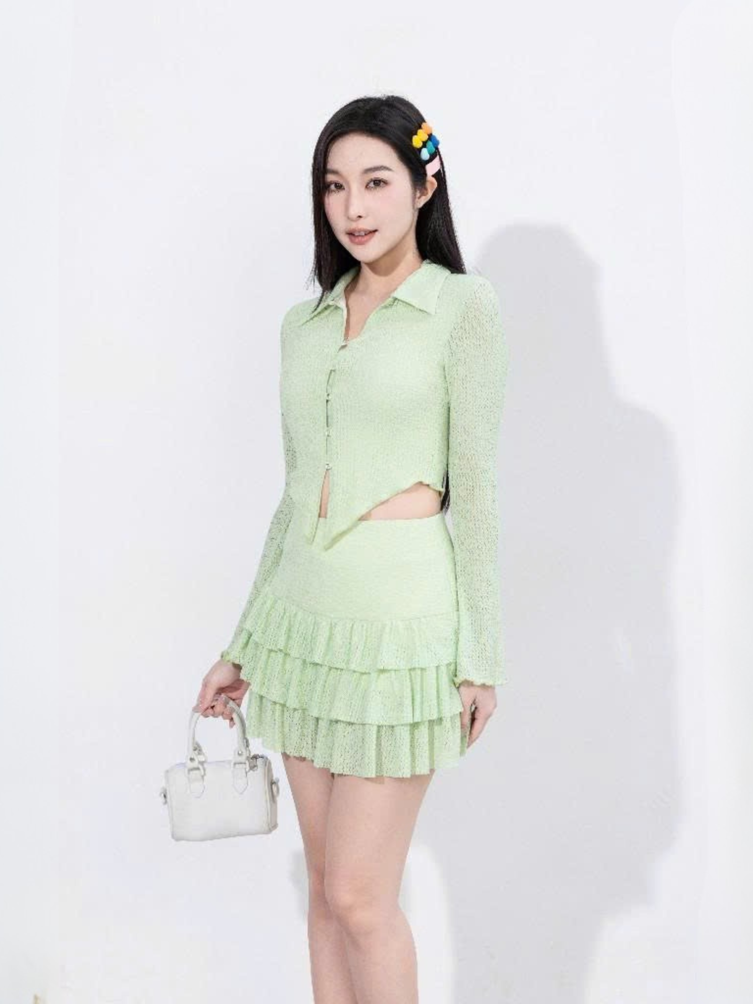 Áo ren thun cổ lật